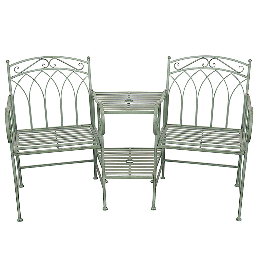 Vintage Green Arched Iron Companion Seat