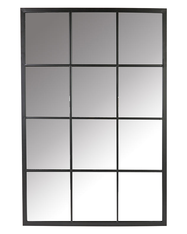 black window pane modern mirror