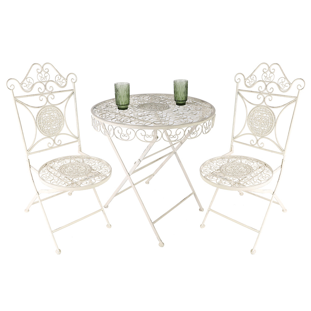Vintage Cream 3 Piece Outdoor Bistro Set