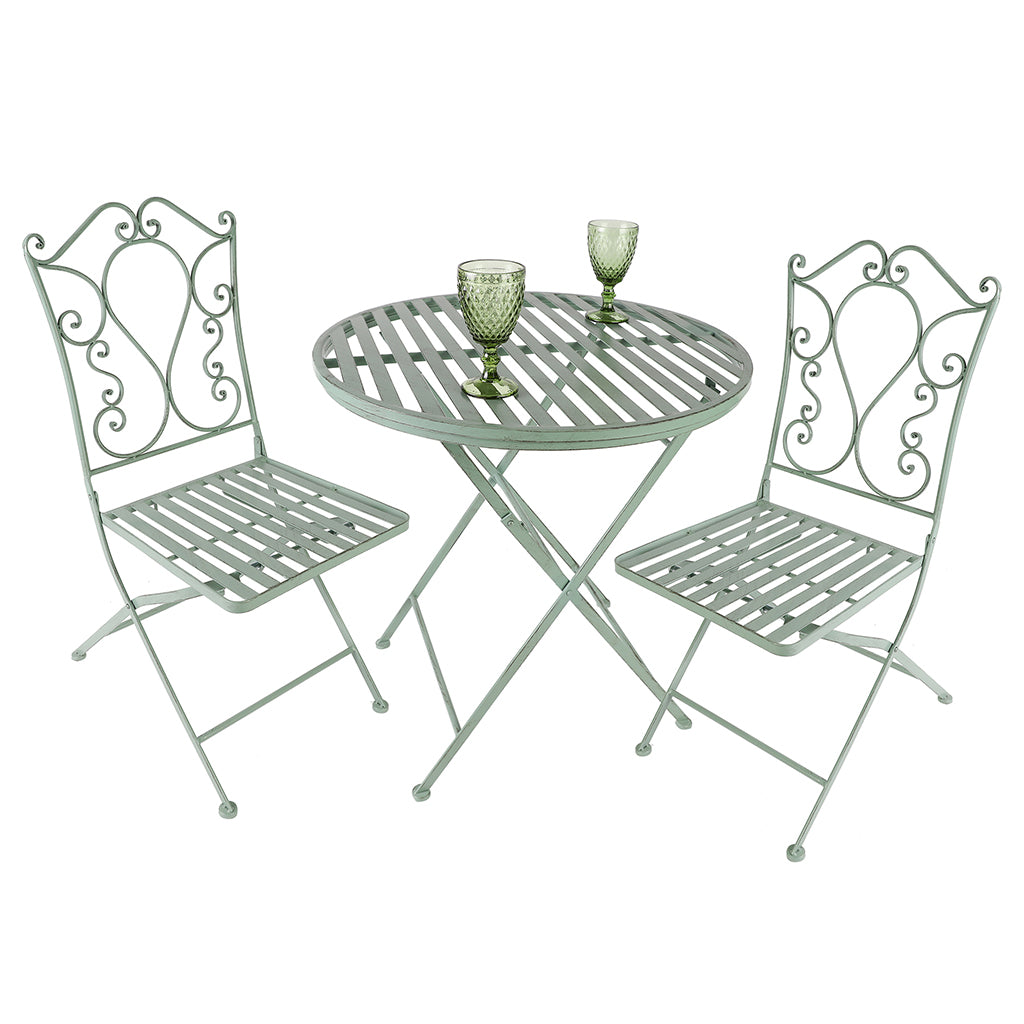 Traditional Green Scrolled 3 Piece Bistro Set