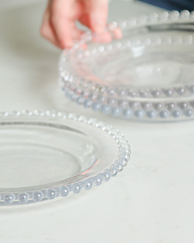 Set of 4 Bella Perle Beaded Edge Glass Side Plates