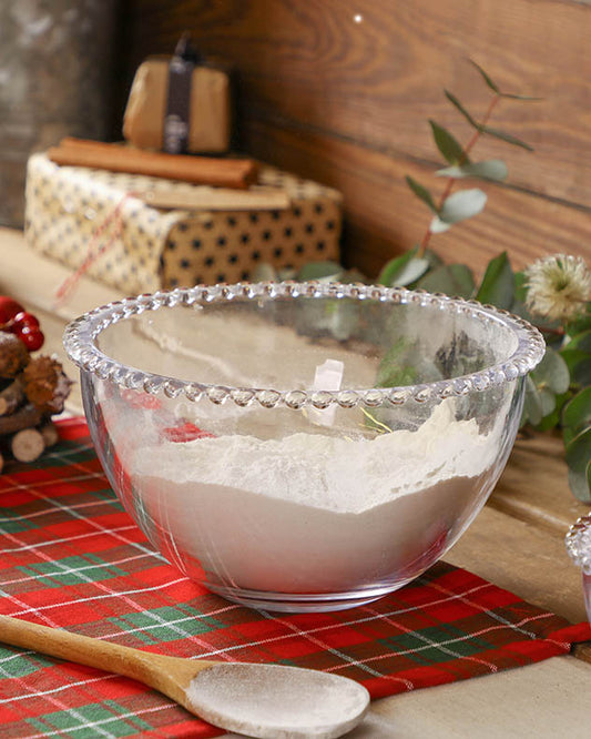 glass bowl with flour