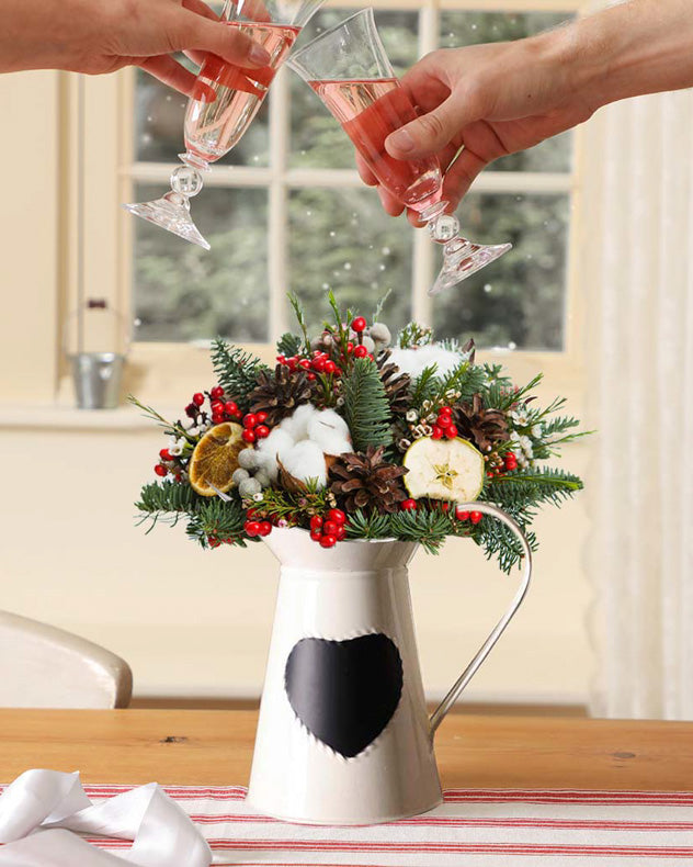 christmas cream flower pitcher vase