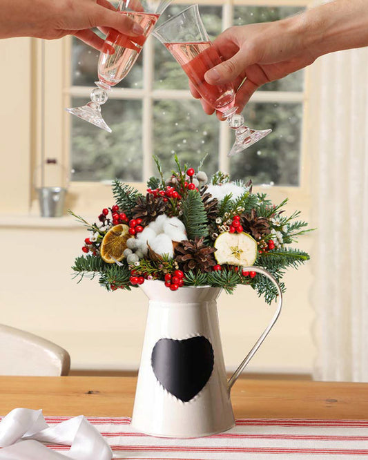 christmas cream flower pitcher vase