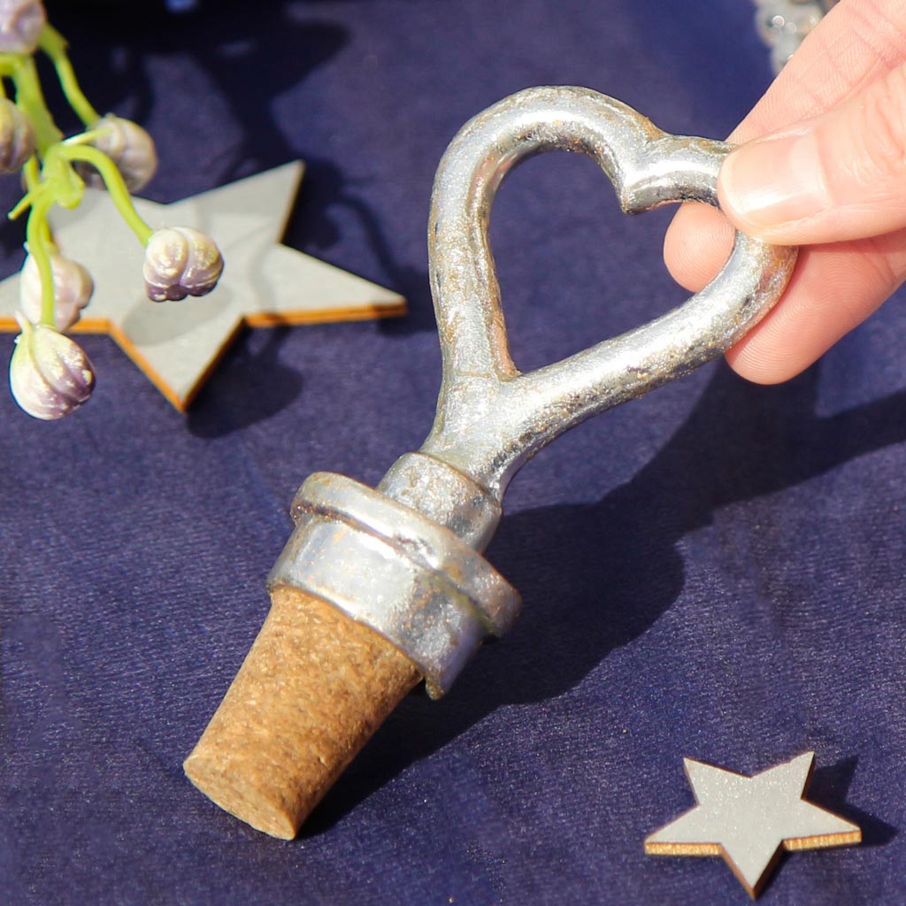 Silver Heart Bottle Stopper