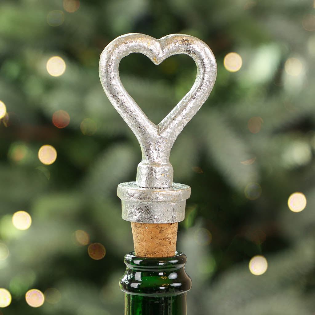 Silver Heart Bottle Stopper