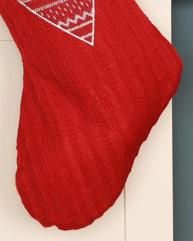 Red Nordic Heart Christmas Stocking