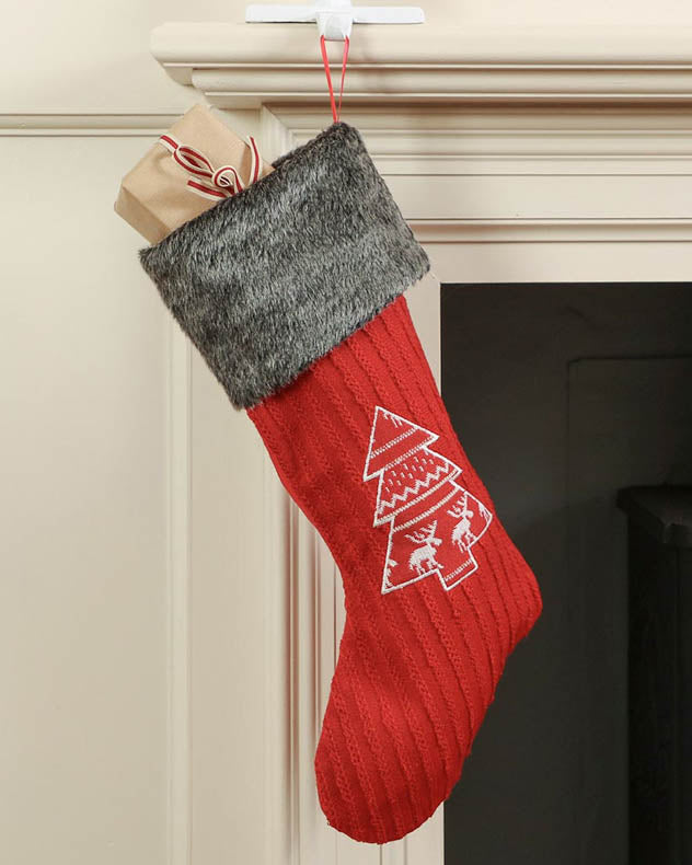 red christmas tree stocking