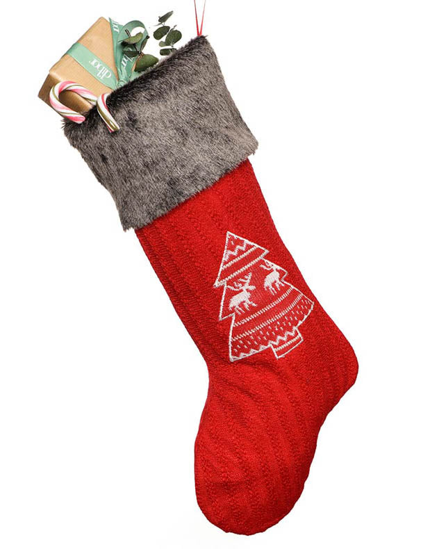 red christmas tree stocking
