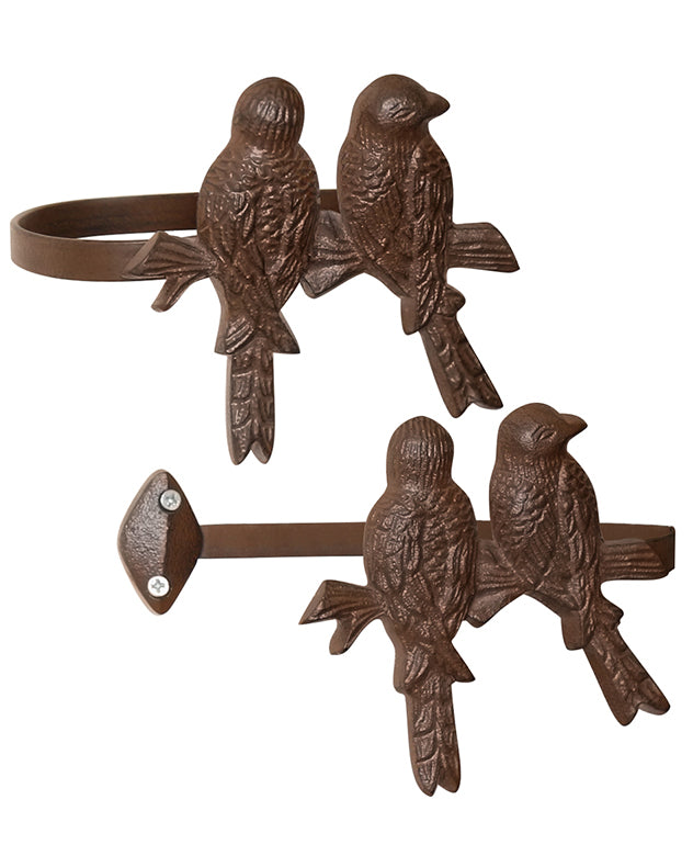 Set of 2 Cast Iron Perched Bird Curtain Tie Backs