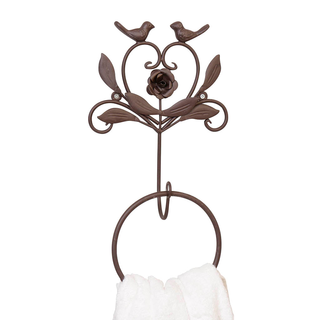 Heart and Birds Farmhouse Towel Ring