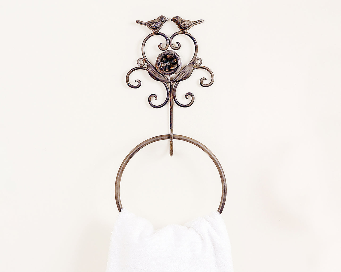 Heart and Birds Farmhouse Towel Ring