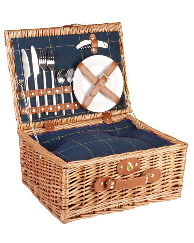 Caledonian Blue Tweed 2 Person Picnic Hamper