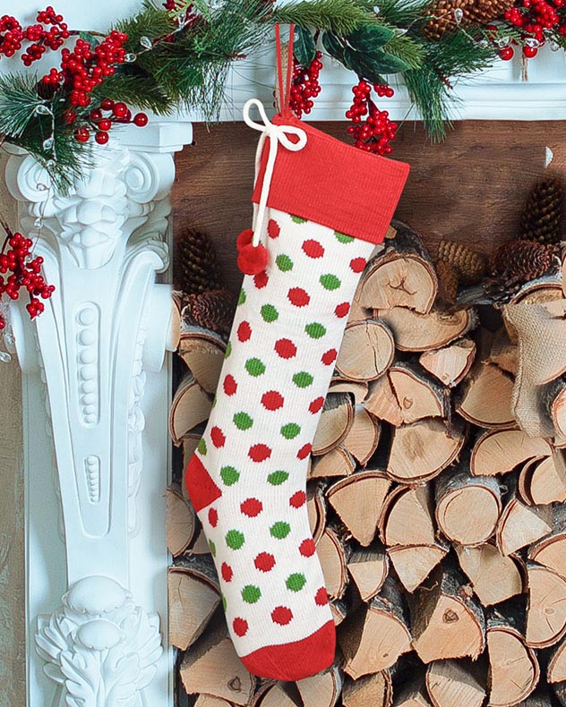 polka dot traditional knitted stocking
