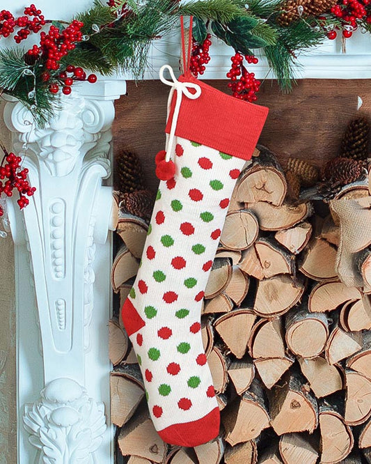 polka dot traditional knitted stocking