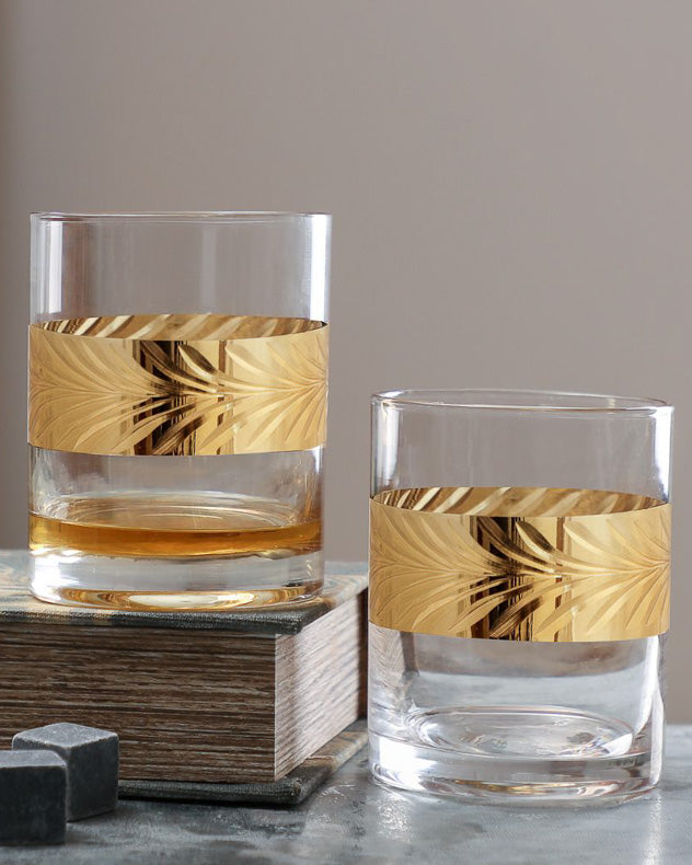 Pair of Gold Leaf Whisky Tumblers