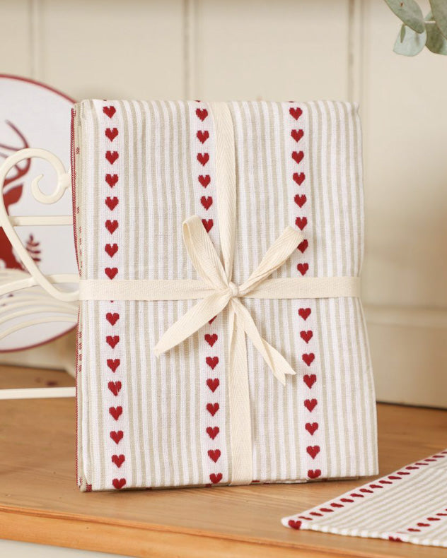 Set of 3 Red French Country Tea Towels