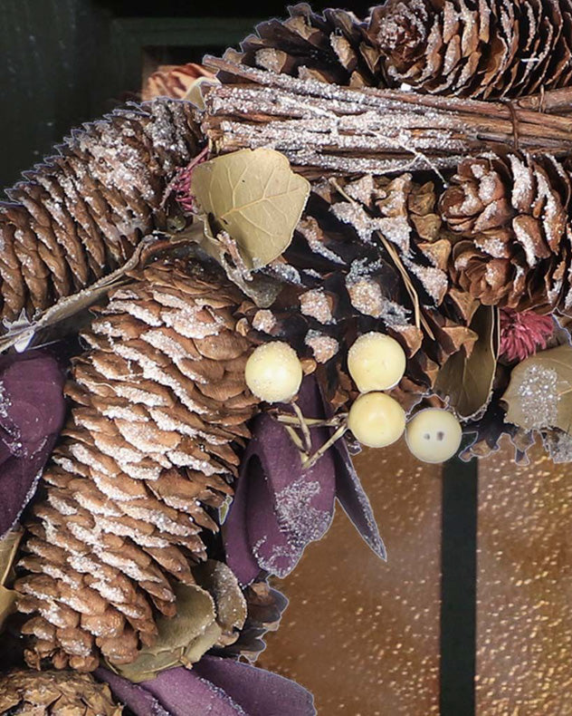 frosted pinecone christmas wreath