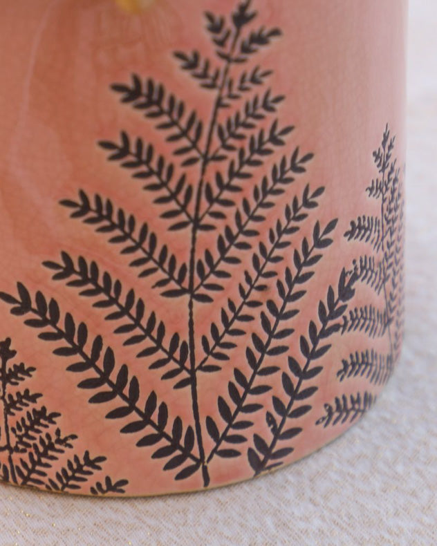 fern pink flower vase