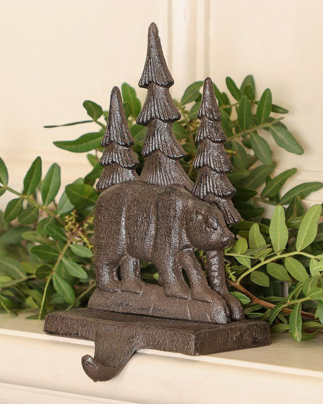 Cast Iron Bear Christmas Stocking Holder