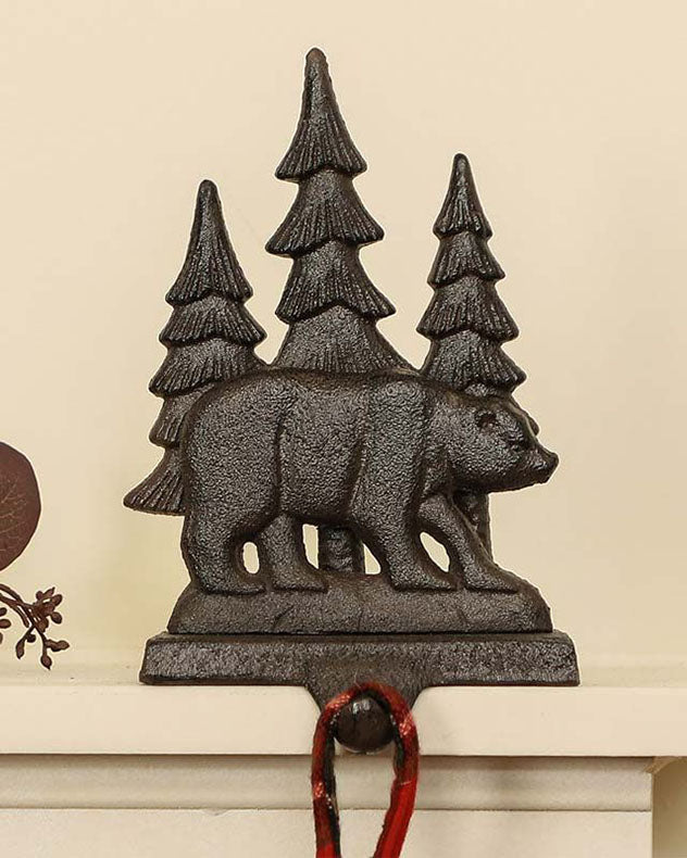 Cast Iron Bear Christmas Stocking Holder