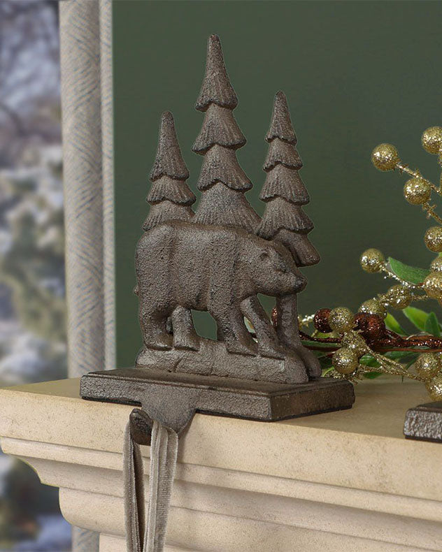 Cast Iron Bear Christmas Stocking Holder