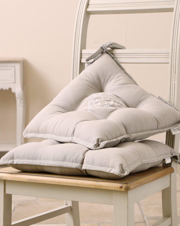 dining room chair grey tie-on seat pads