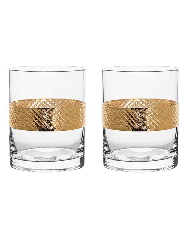 Pair of Gold Band Drinks Tumblers