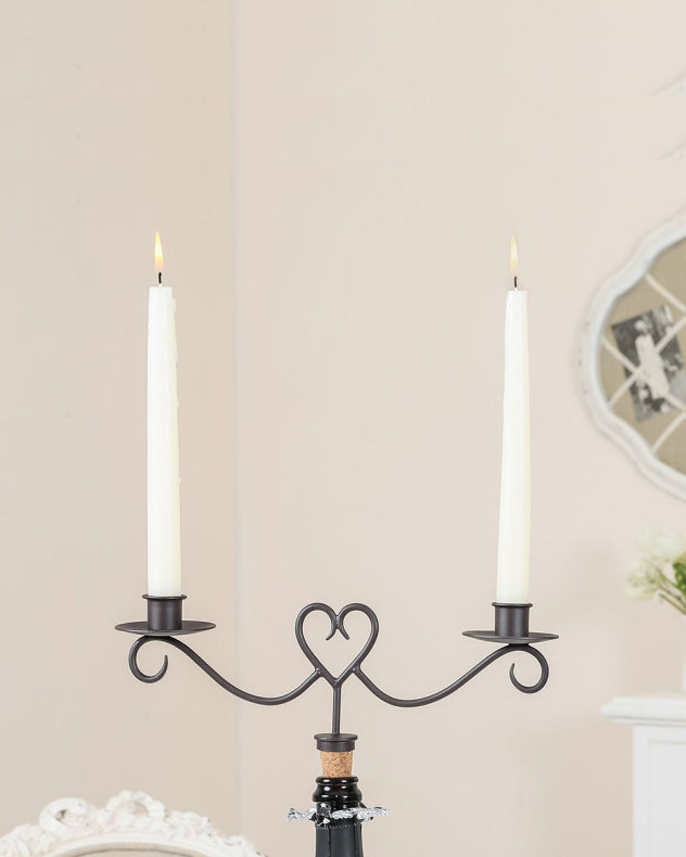 Fine Dining Heart Bottle Stopper with Twin Candle Holders