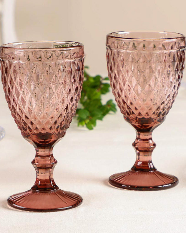diamond embossed wine glasses