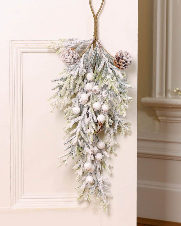 Snow Dusted White Christmas Swag 62cm