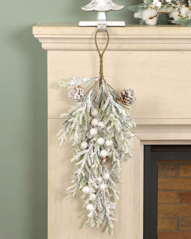 Snow Dusted White Christmas Swag 62cm