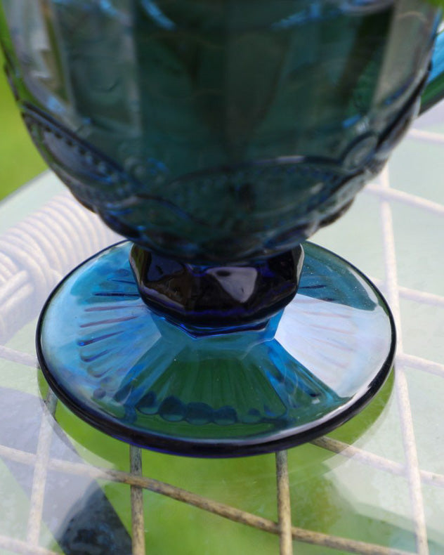Vintage Style Sapphire Blue Glass Vase