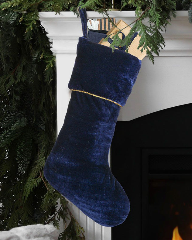 Knightsbridge Moonlight Blue Velvet Christmas Stocking