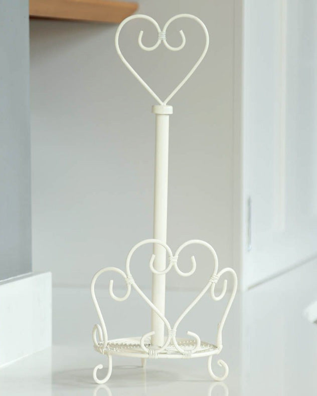 Vintage Ivory Heart Kitchen Roll Holder
