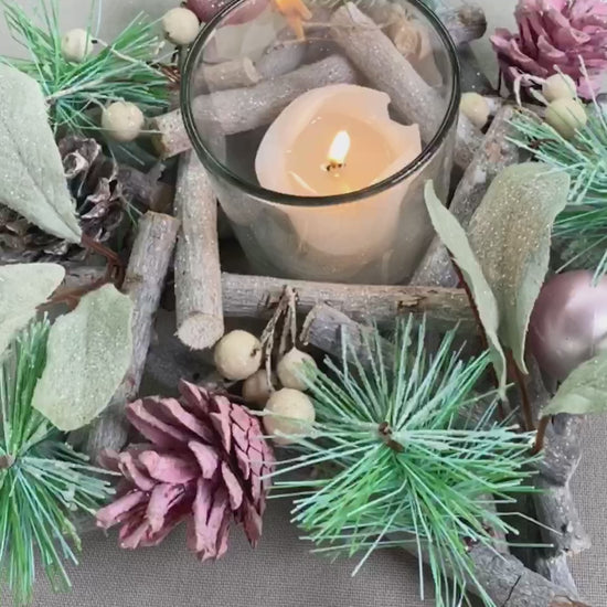 pink christmas candle holder