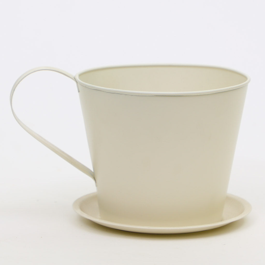 Cream Teacup Planter