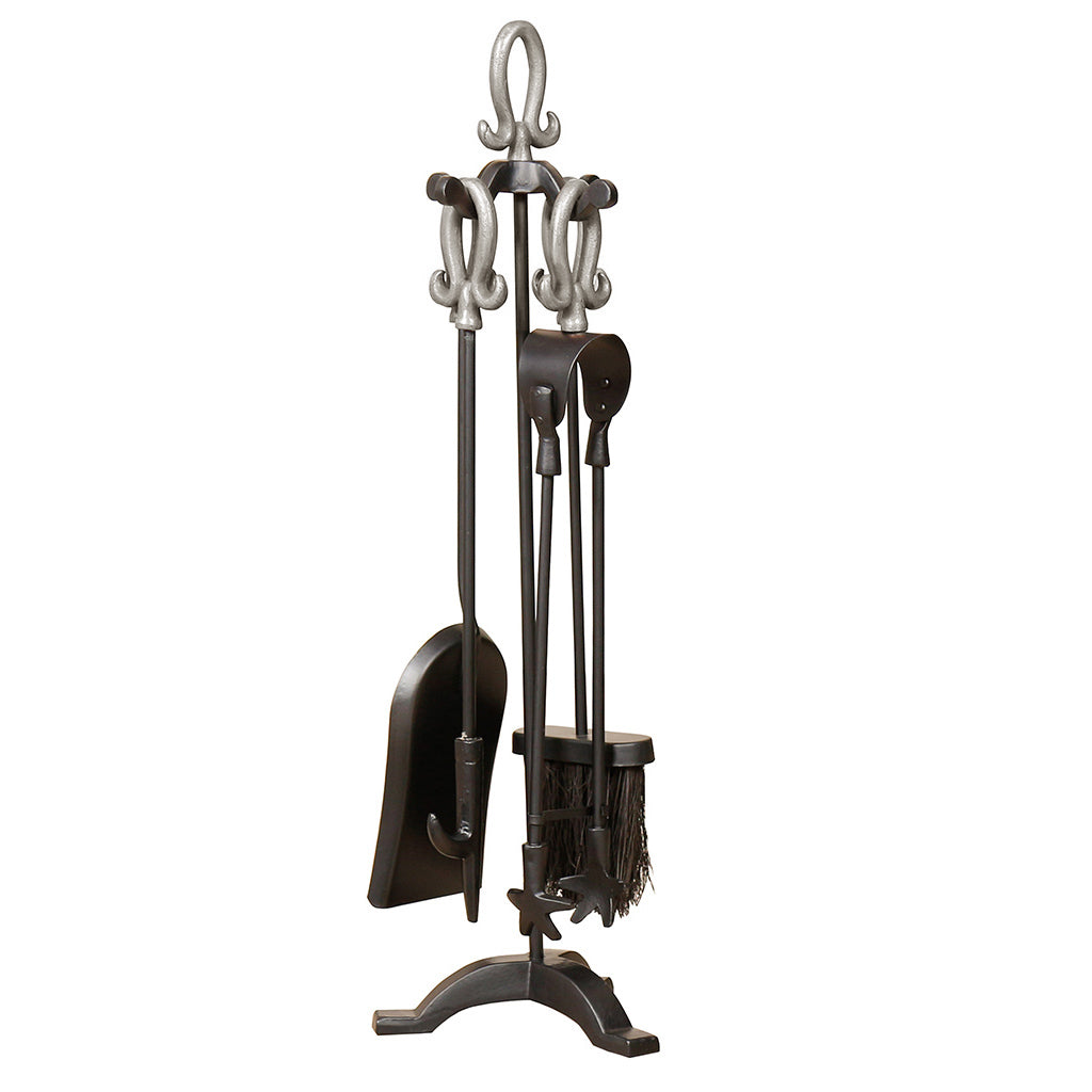 Freestanding Silver Fireside Companion Set