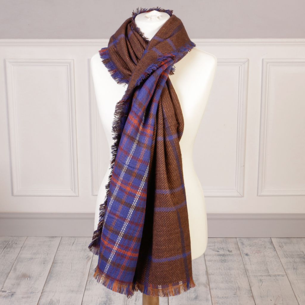 Reversible Plaid Wool Scarf