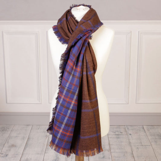 Reversible Plaid Wool Scarf
