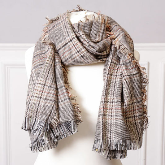 Beige Check Scarf
