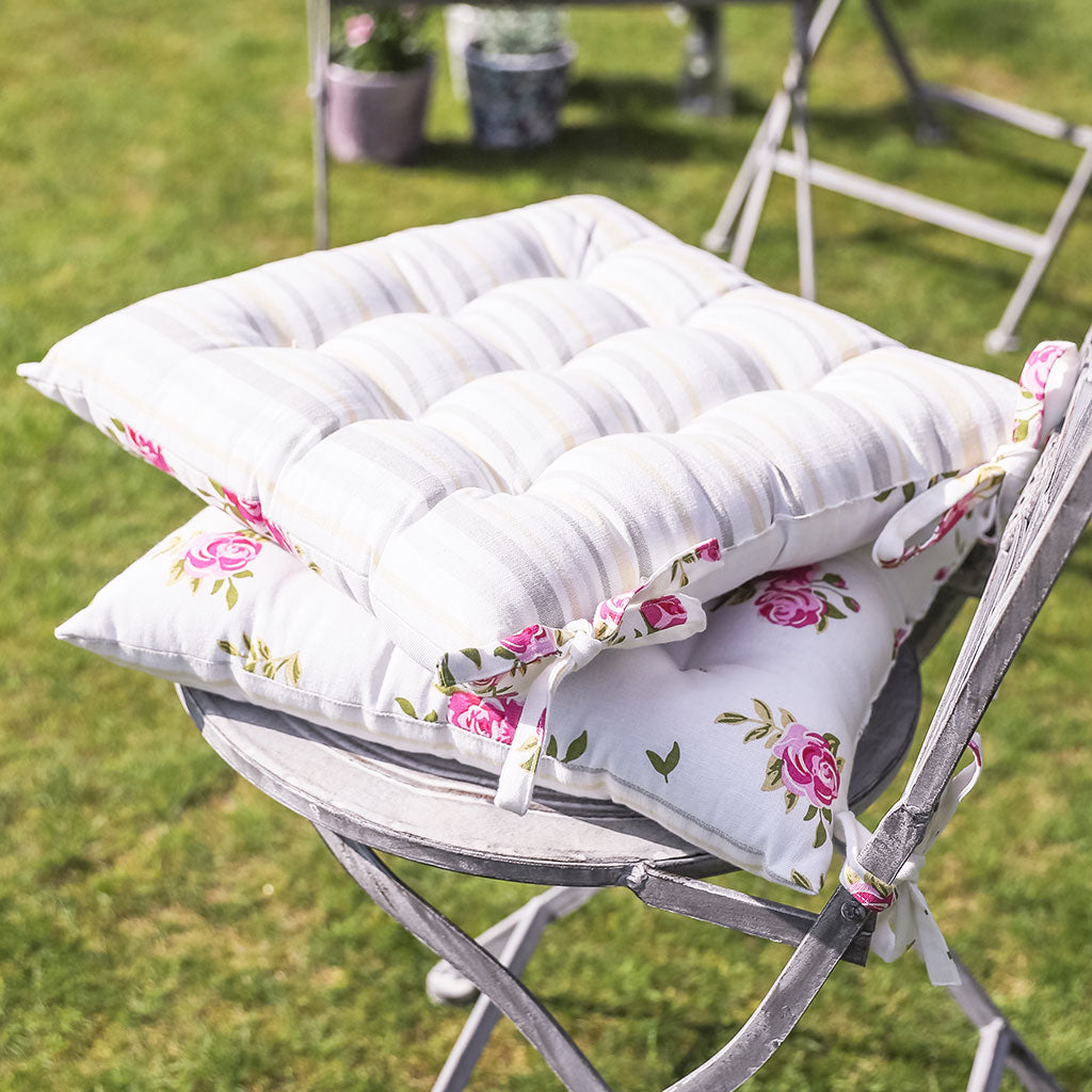 Set of 2 Pink Floral Outdoor Garden Seat Pads