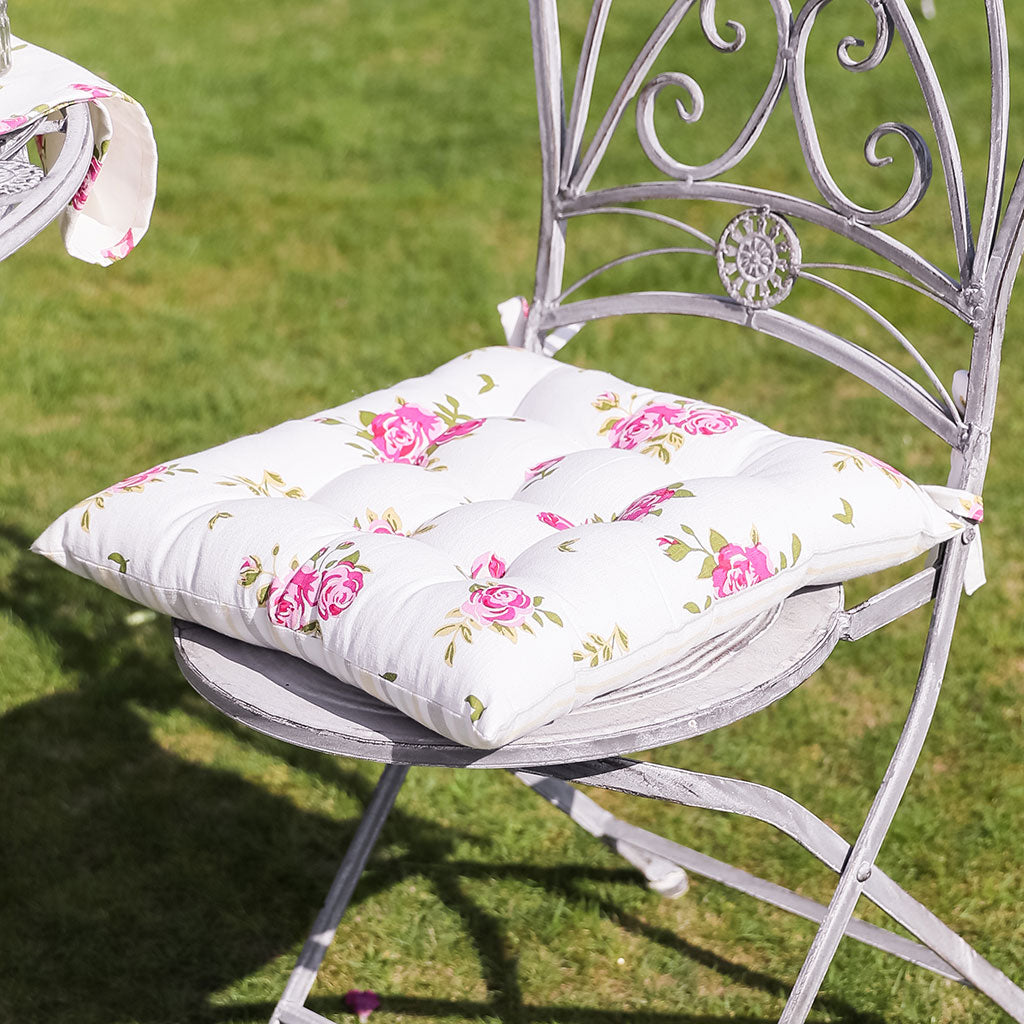 Set of 2 Pink Floral Outdoor Garden Seat Pads