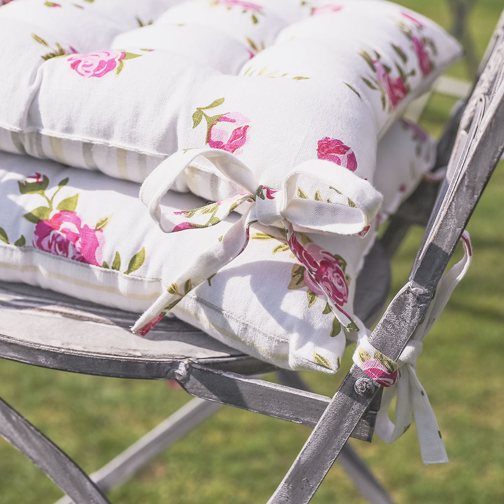 Set of 2 Pink Floral Outdoor Garden Seat Pads