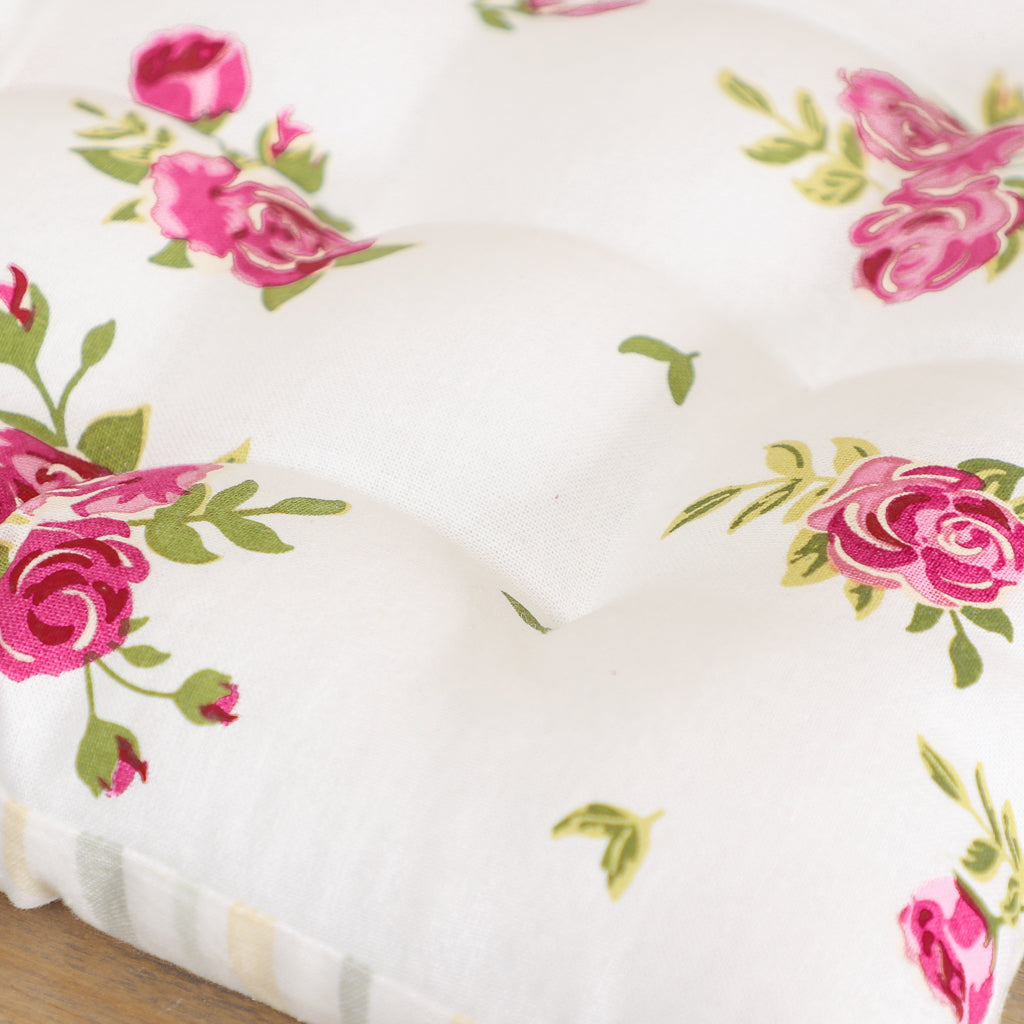 Set of 2 Pink Floral Outdoor Garden Seat Pads