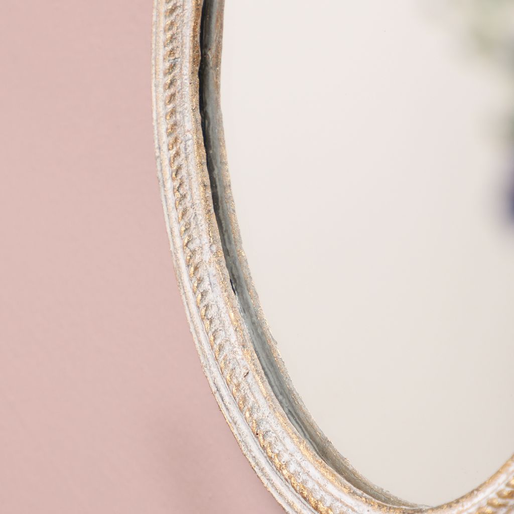 Vintage Oval Wall Mounted Mirror with Hooks
