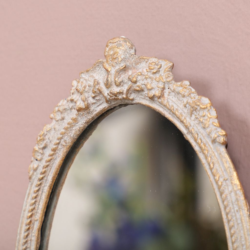 Vintage Oval Wall Mounted Mirror with Hooks