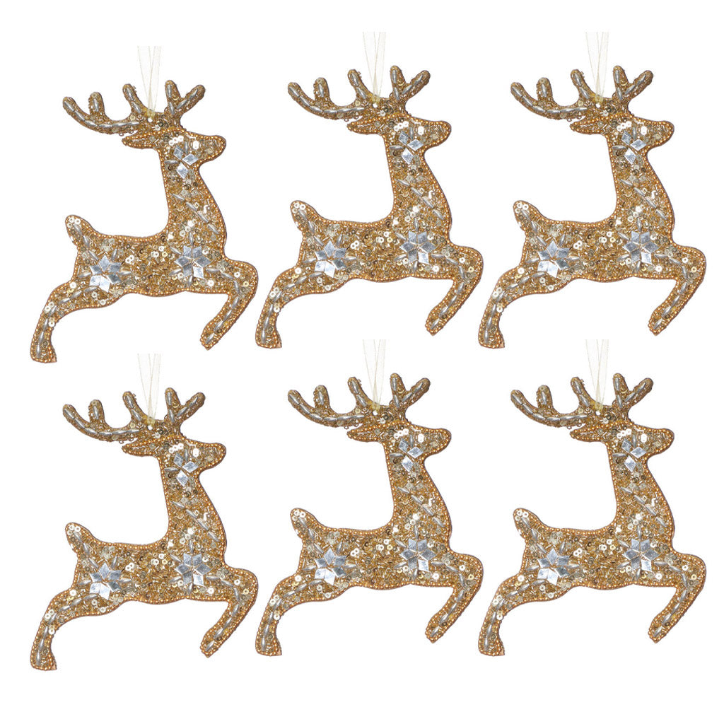 Gold reindeer hanging tree decoration