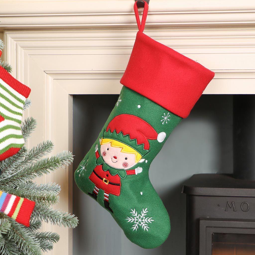 Santa's Helper Green Children's Christmas Stocking