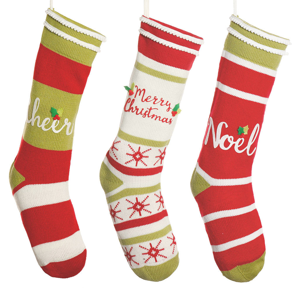 Cheer Candy Stripe Christmas Stocking